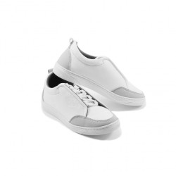 Sneakers kids - Simili Cuir - Nubuck - Lacets - Blanc