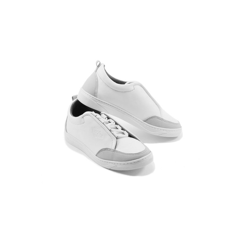 Sneakers kids - Simili Cuir - Nubuck - Lacets - Blanc