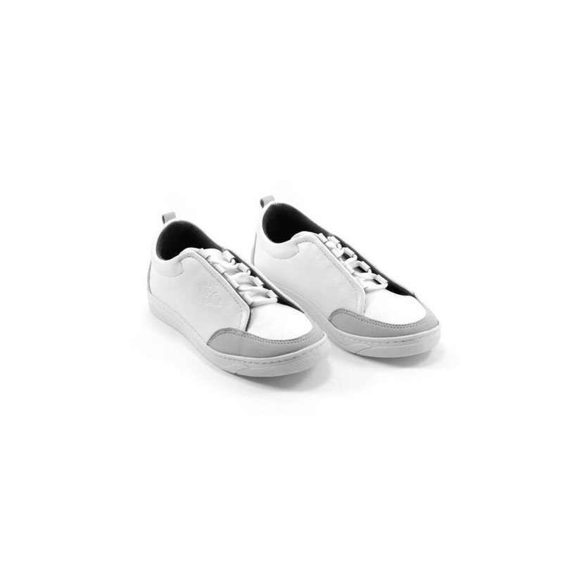 Sneakers kids - Simili Cuir - Nubuck - Lacets - Blanc