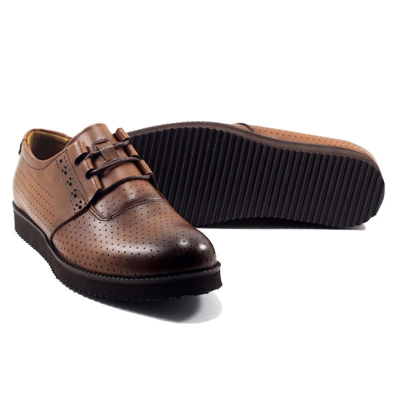 Chaussures - Cuir Perforé - Marron