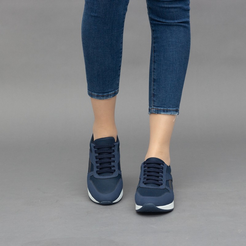 Sneakers - Bleu - Textiles - Nubuck - Simili-Cuir Vernis