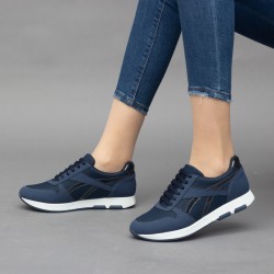 Sneakers - Bleu - Textiles - Nubuck - Simili-Cuir Vernis