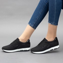 Sneakers - Noir - Textiles - Nubuck - Simili-Cuir Vernis