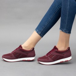 Sneakers - Rouge Bordeaux - Textiles - Nubuck - Similicuir Vernis