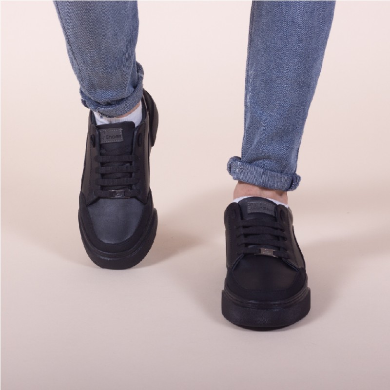 Sneakers - Simili Cuir - Nubuck- Noir LC B20