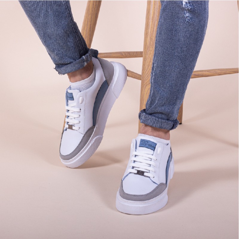 Sneakers - Simili Cuir - Nubuck- Blanc LC B20