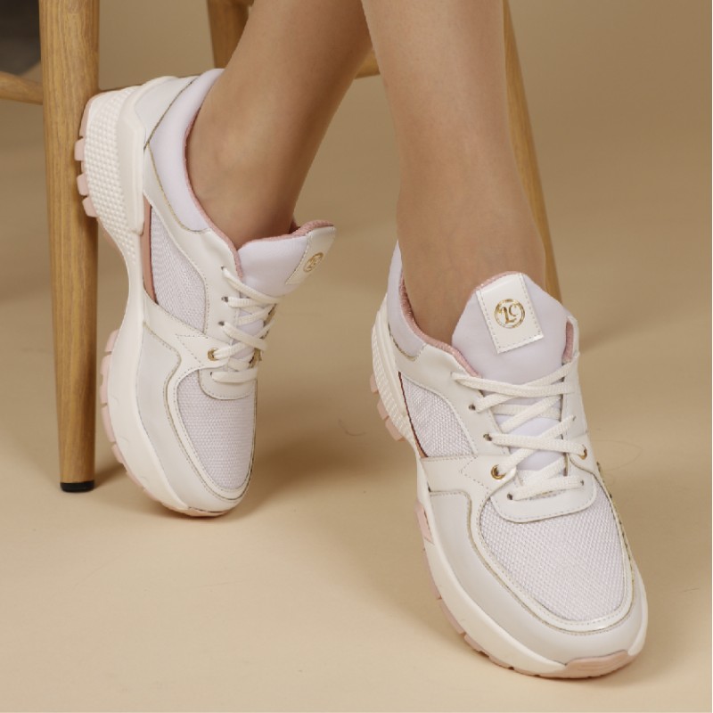 BASKETS FEMME - MULTI-COULEUR - LC 439 Blanc rose