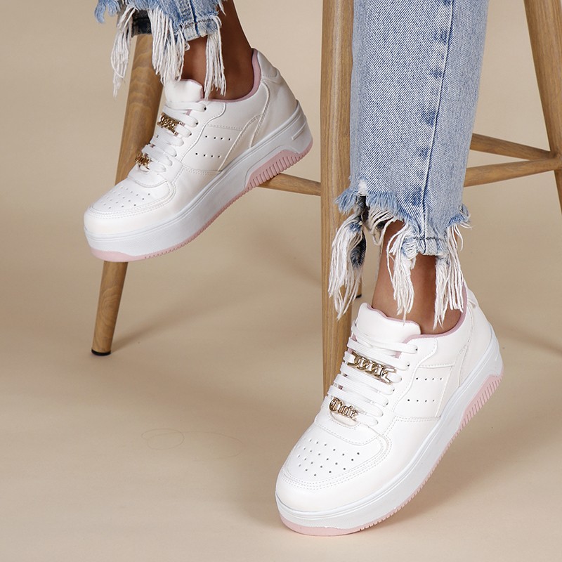 Sneakers LC 866 Blanc et Rose