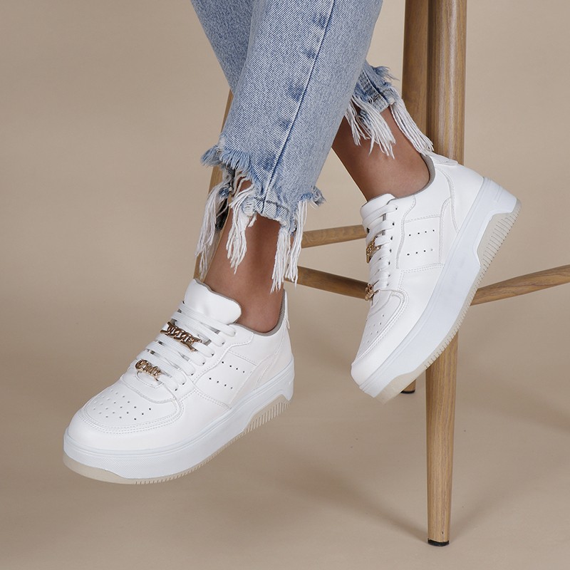 Sneakers LC 866 Blanc et Beige