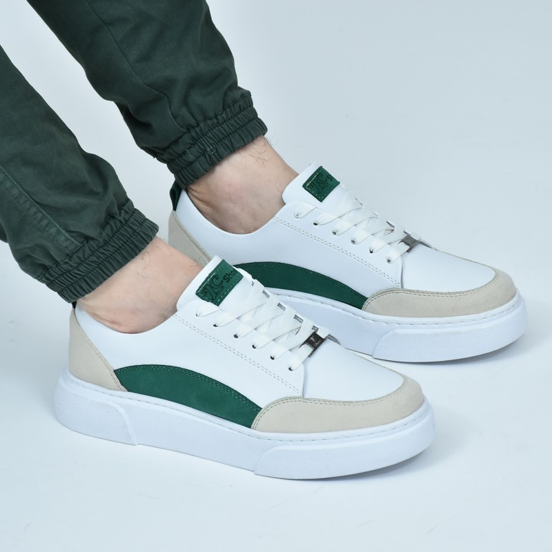 SNEAKERS LC B20 BLANC VERT BEIGE