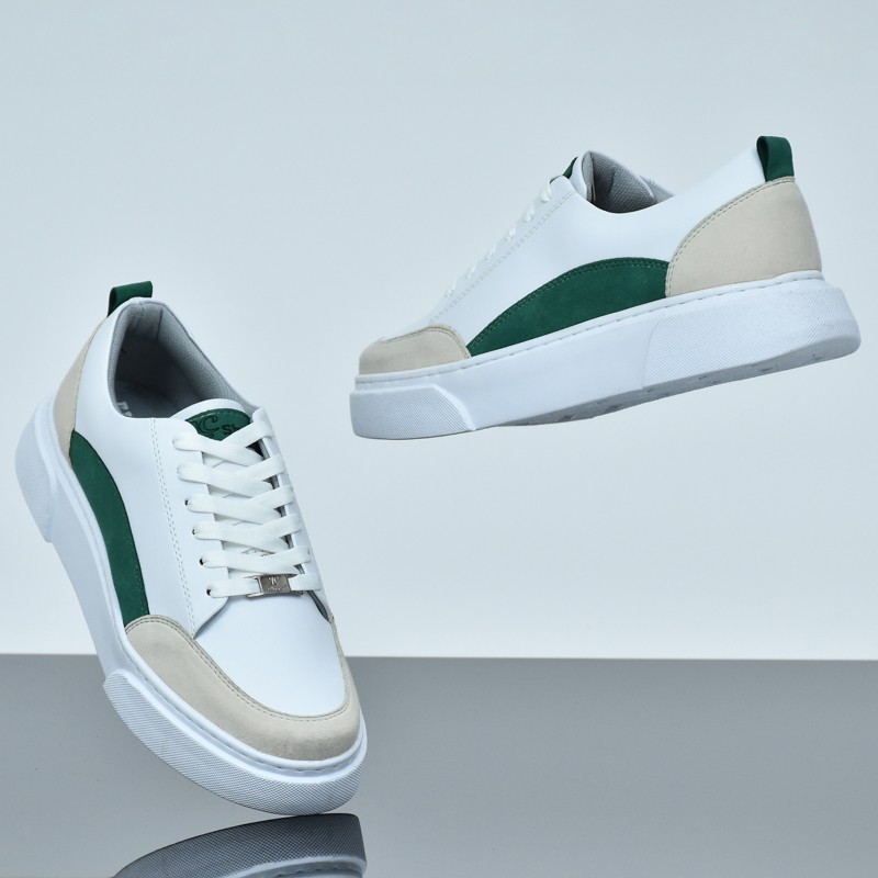 SNEAKERS LC B20 BLANC VERT BEIGE