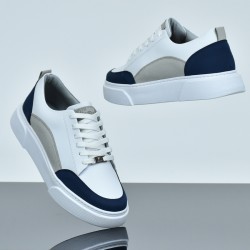 SNEAKERS LC B20 Blanc Bleu Gris