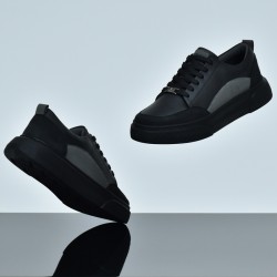 Sneakers - Simili Cuir - Nubuck- Noir LC B20