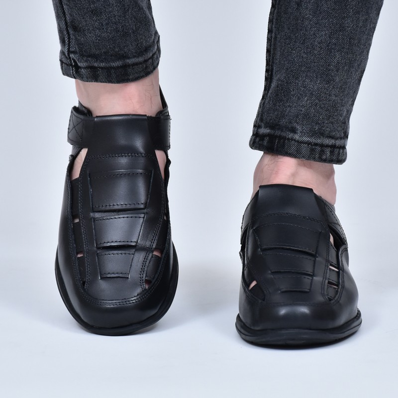 SANDALES POUR HOMME - CUIR - LC 190 NOIR