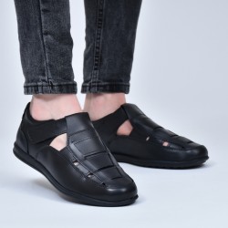 SANDALES POUR HOMME - CUIR - LC 190 NOIR