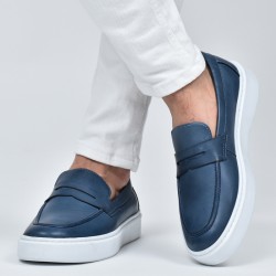 Mocassin homme LC A70 - cuir - Bleu