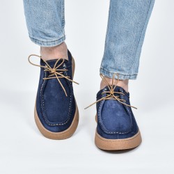 CHAUSSURE HOMME À LACETS EN DAIM LC 777 - BLEU - CUIR