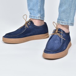 CHAUSSURE HOMME À LACETS EN DAIM LC 777 - BLEU - CUIR