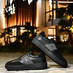 Sneakers - Simili Cuir - Nubuck- Noir LC 540