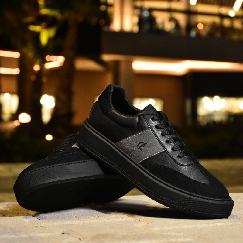 Sneakers - Simili Cuir - Nubuck- Noir LC 540